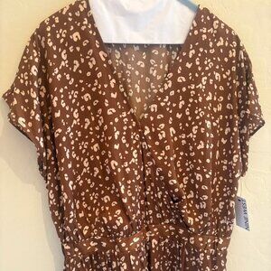 Beautiful Brown V-Neck Blouse